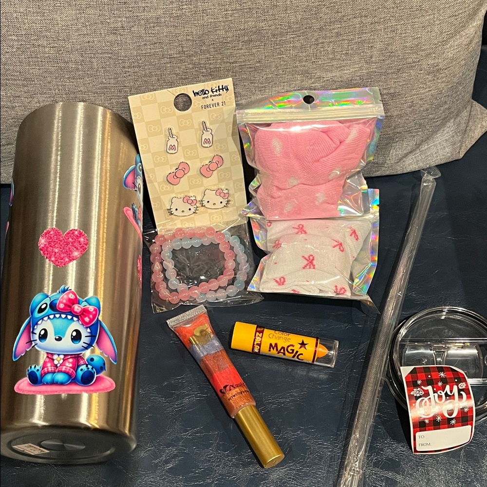 Filled Cute Character Stainless Steel Tumbler with Straw gift set